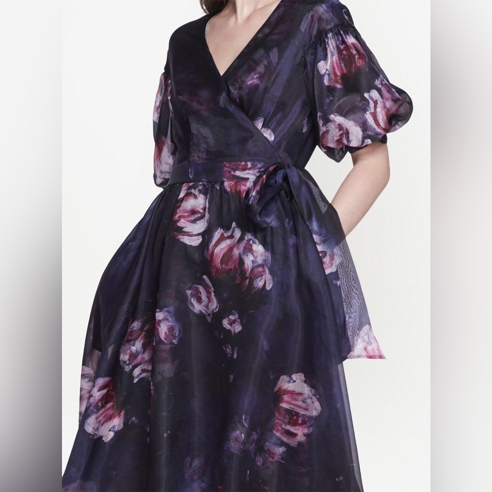 NWT Marchesa Notte Floral Cocktail Wrap Dress
